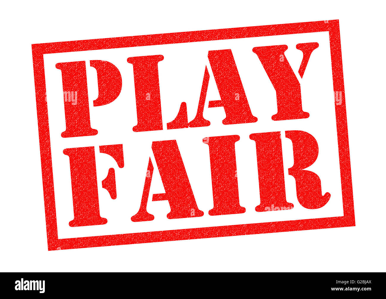 FAIR PLAY rosso timbro di gomma su uno sfondo bianco. Foto Stock