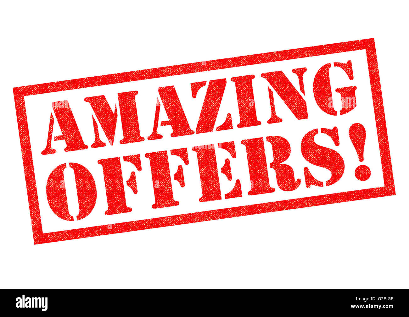 Offerte incredibili! Rosso timbro di gomma su uno sfondo bianco. Foto Stock