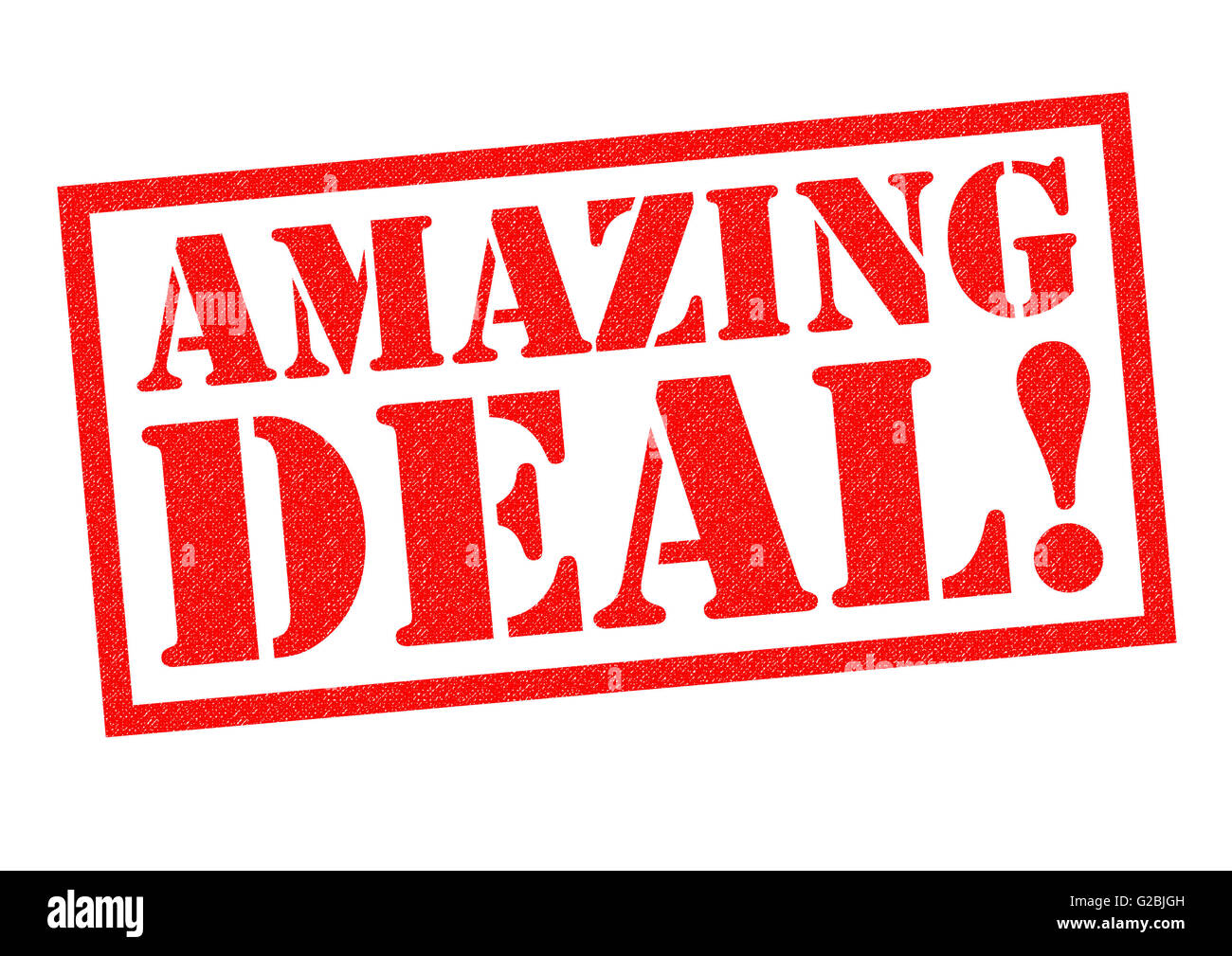Vero affare! Rosso timbro di gomma su uno sfondo bianco. Foto Stock