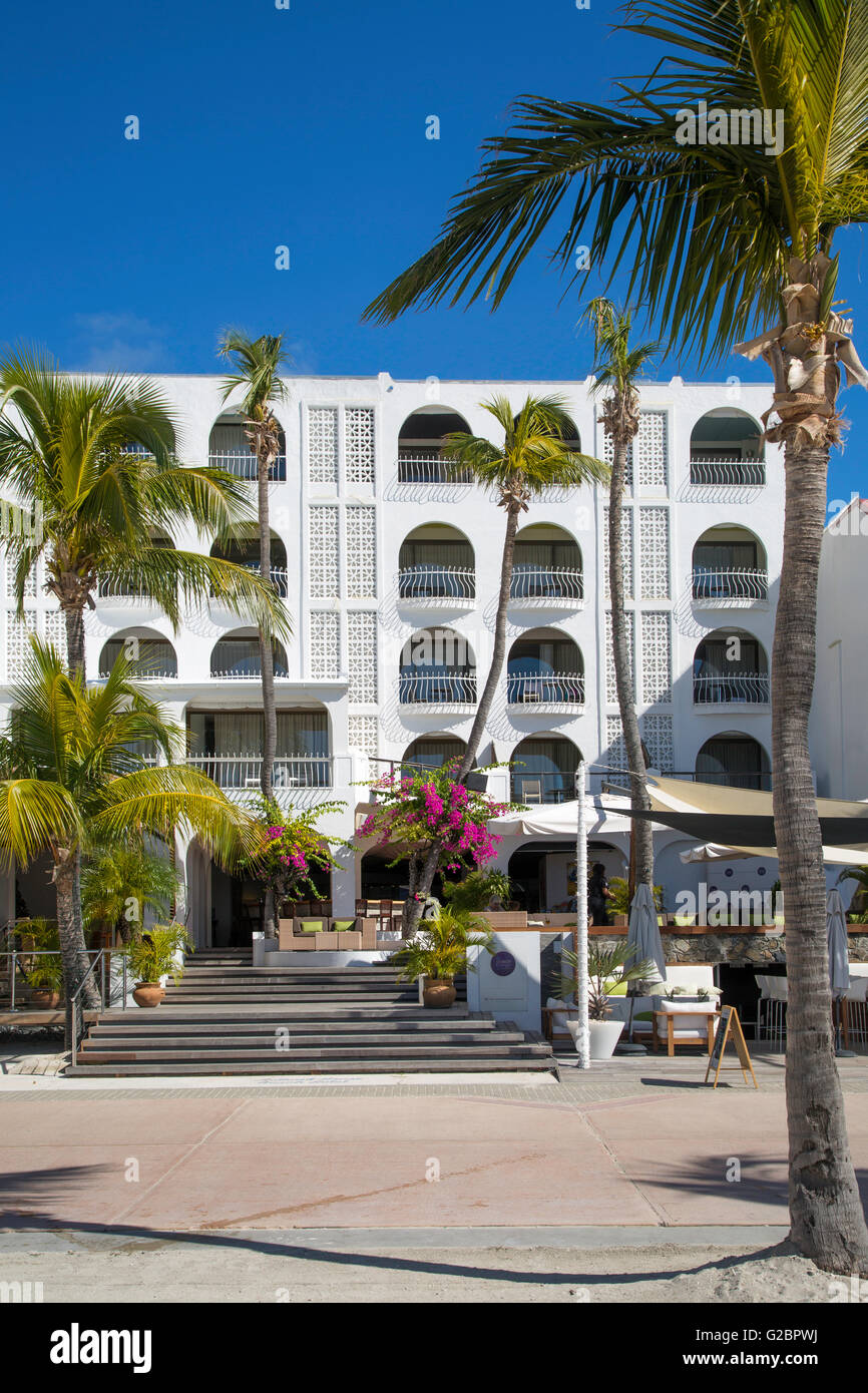 Holland House Hotel sulla grande spiaggia di Baia, Philipsburg, Sint Maarten, Paesi Bassi Antillies Foto Stock