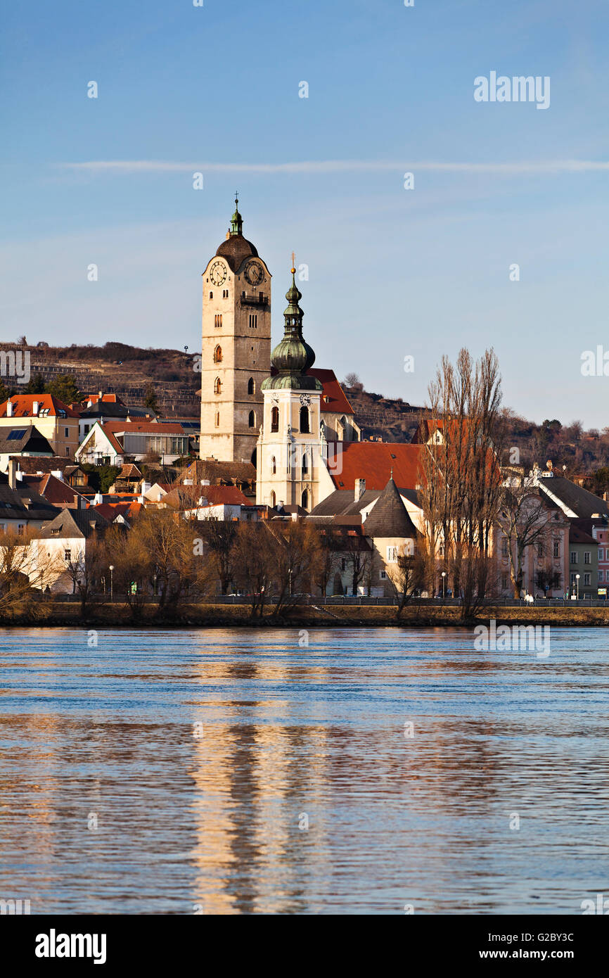 Krems-Stein sul fiume Danubio, Altstadt am Wasser, Krems-Stein, Waldviertel, Austria Inferiore, Austria Foto Stock