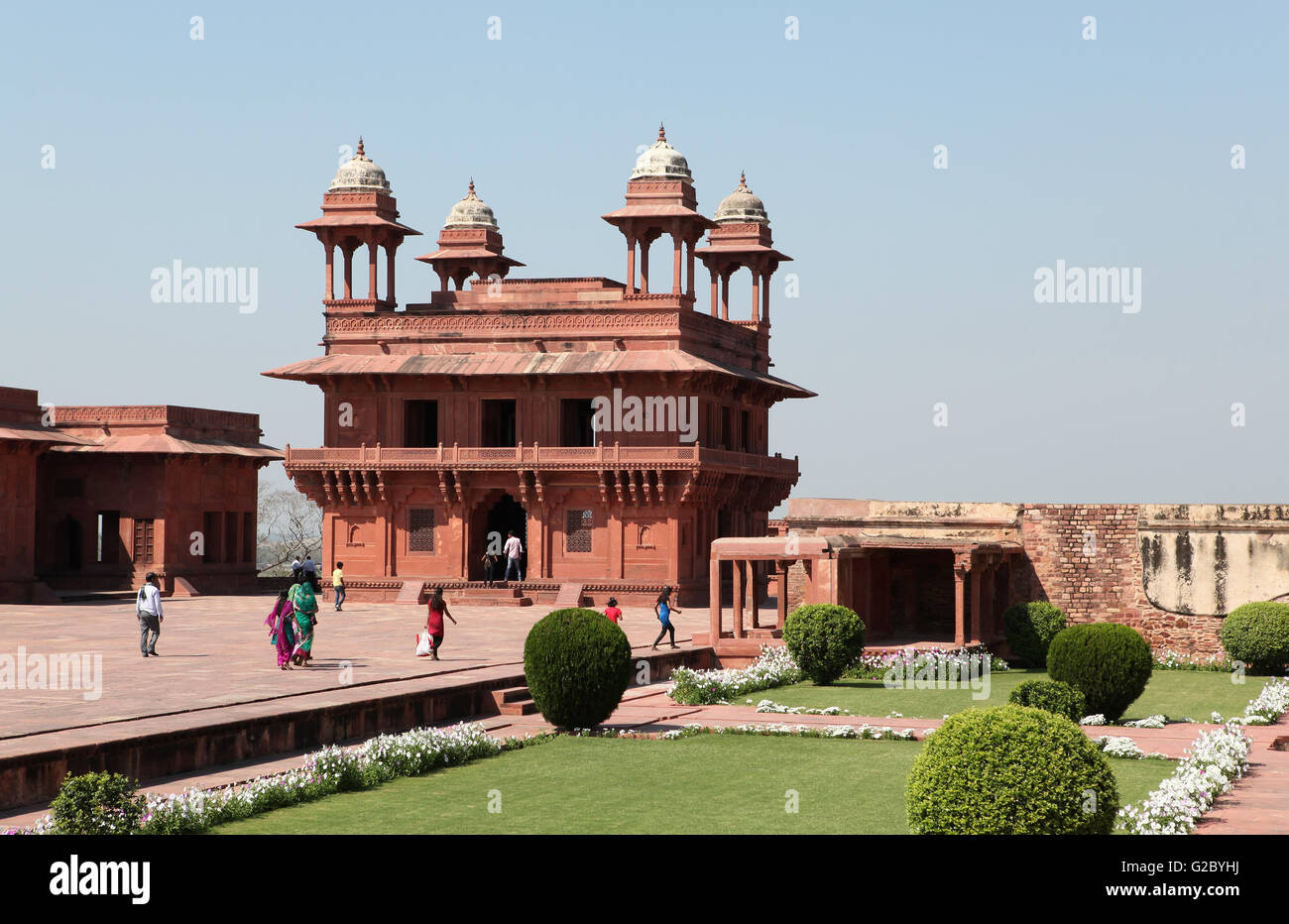 Diwan-i-Khas Hall dell udienza privata, dichiarato patrimonio culturale mondiale dall'UNESCO, Fatehpur Sikri, Uttar Pradesh, India Foto Stock