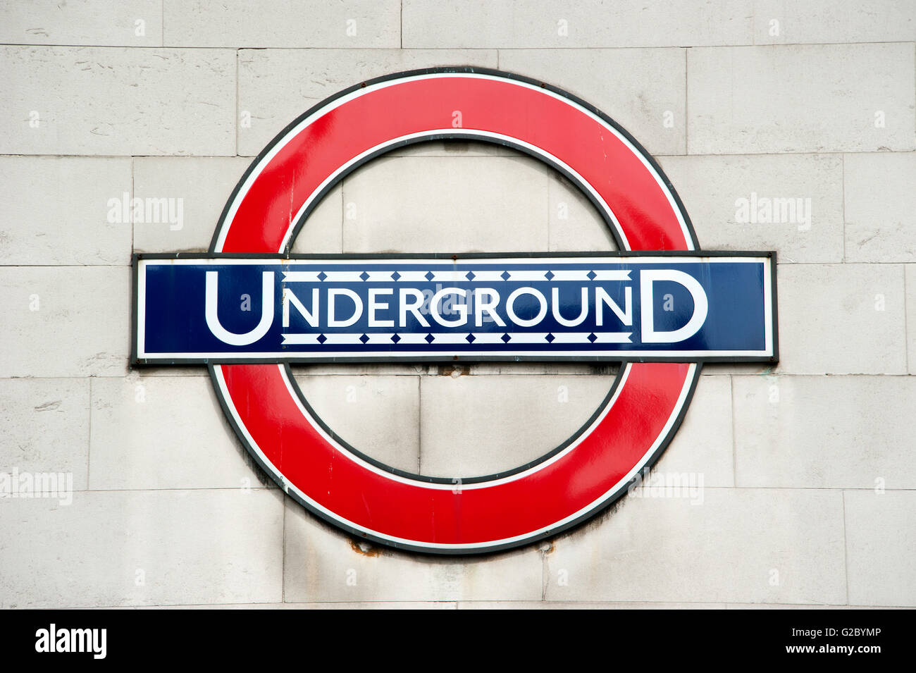 La metropolitana di Londra logo, Southwark, Londra, regione di Londra, England, Regno Unito Foto Stock