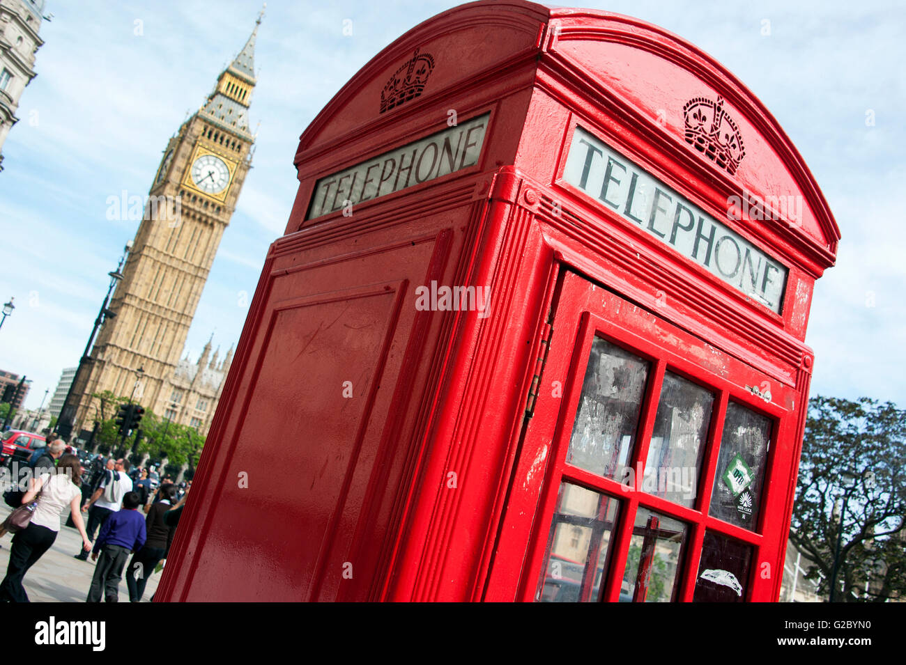 Cabina telefonica con il Big Ben, Southwark, Londra, regione di Londra, England, Regno Unito Foto Stock
