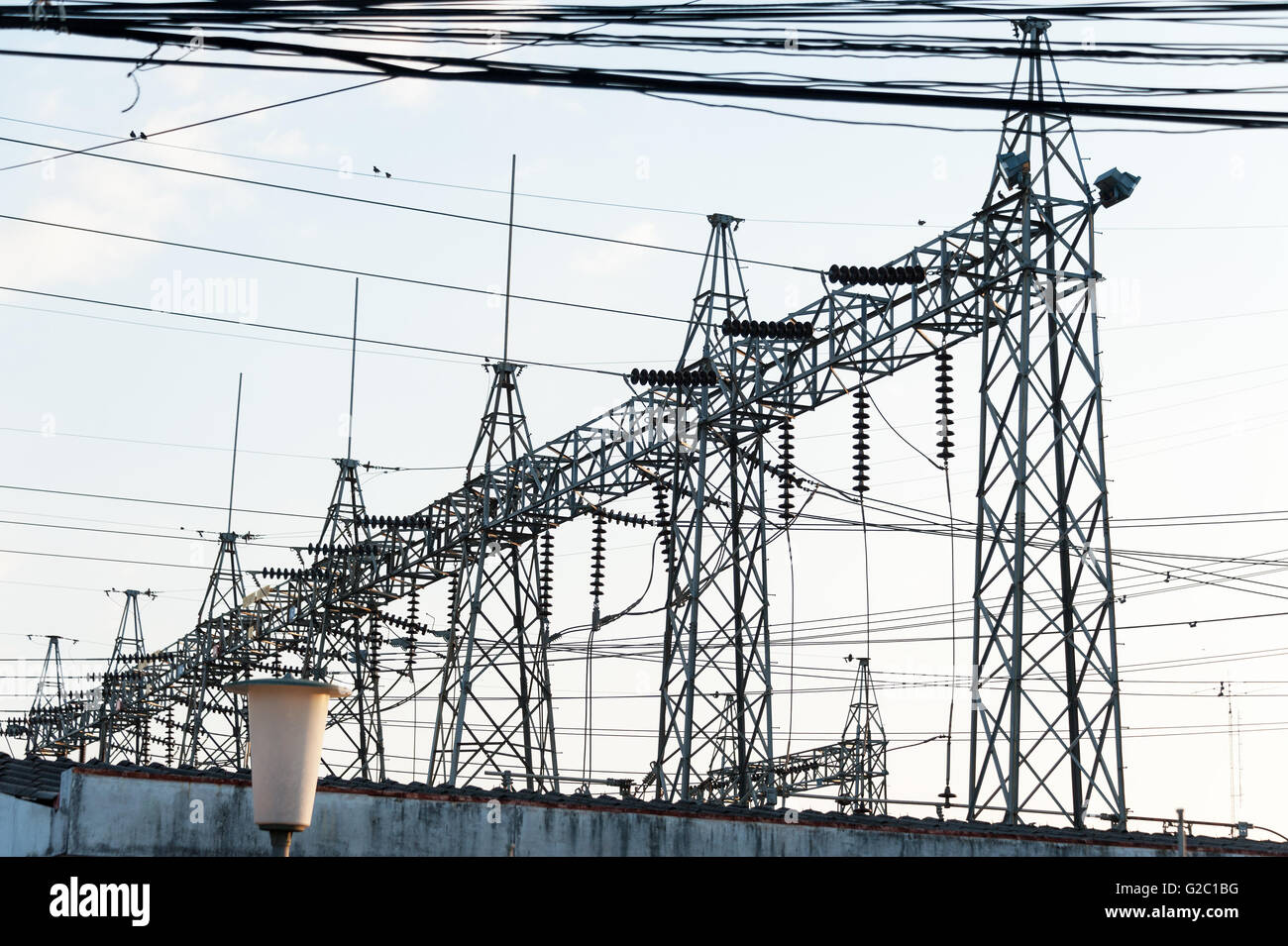 Trasformatore posto grande industria Foto Stock