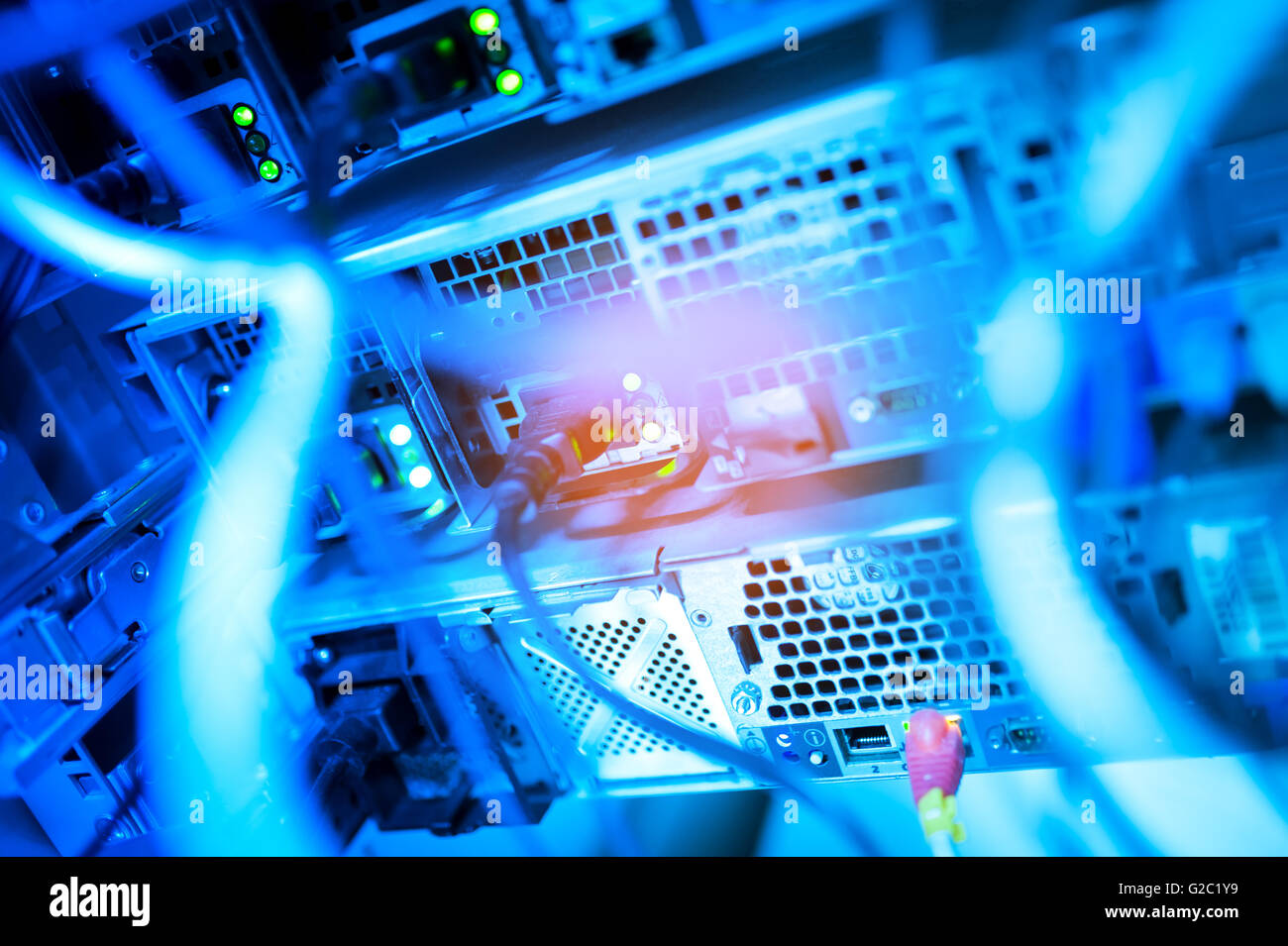 Switch core tecnologia in rete posto in camera . Foto Stock