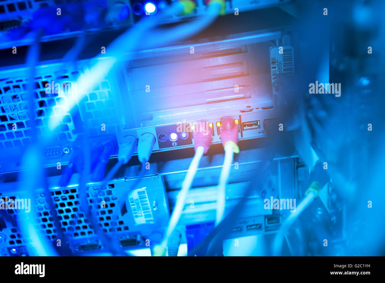 Switch core tecnologia in rete posto in camera . Foto Stock