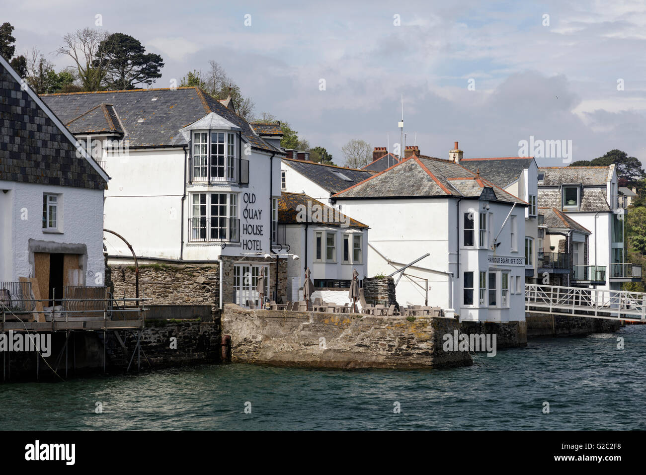 La vecchia banchina House Hotel sul lungomare nel Fowey. Foto Stock