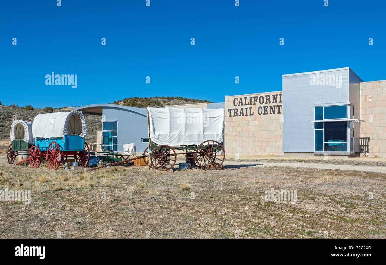 Nevada, Elko, California Trail Interpretive Center, Pioneer replica del carro Foto Stock