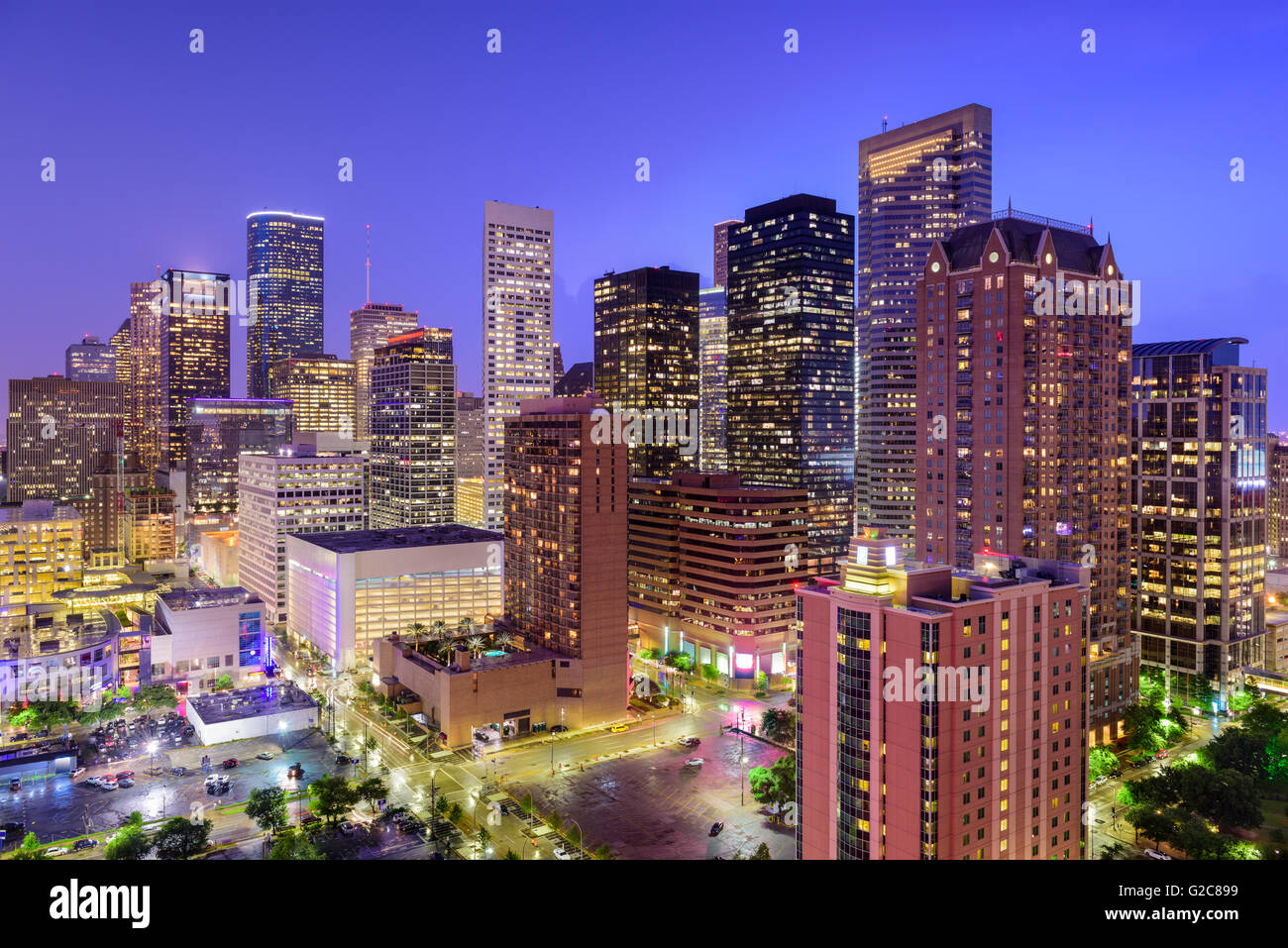Houston, Texas, Stati Uniti d'America downtown skyline della citta'. Foto Stock