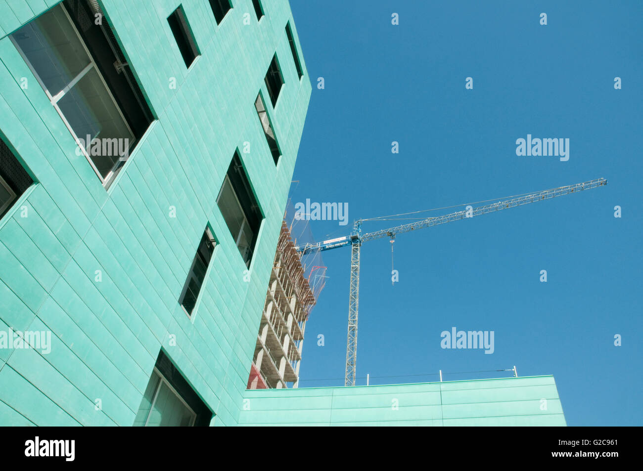Facciate di edifici in costruzione. Mostoles, provincia di Madrid, Spagna. Foto Stock