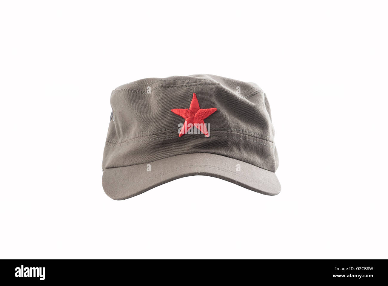 Cappello comunista,stella rossa cappuccio su sfondo bianco Foto Stock