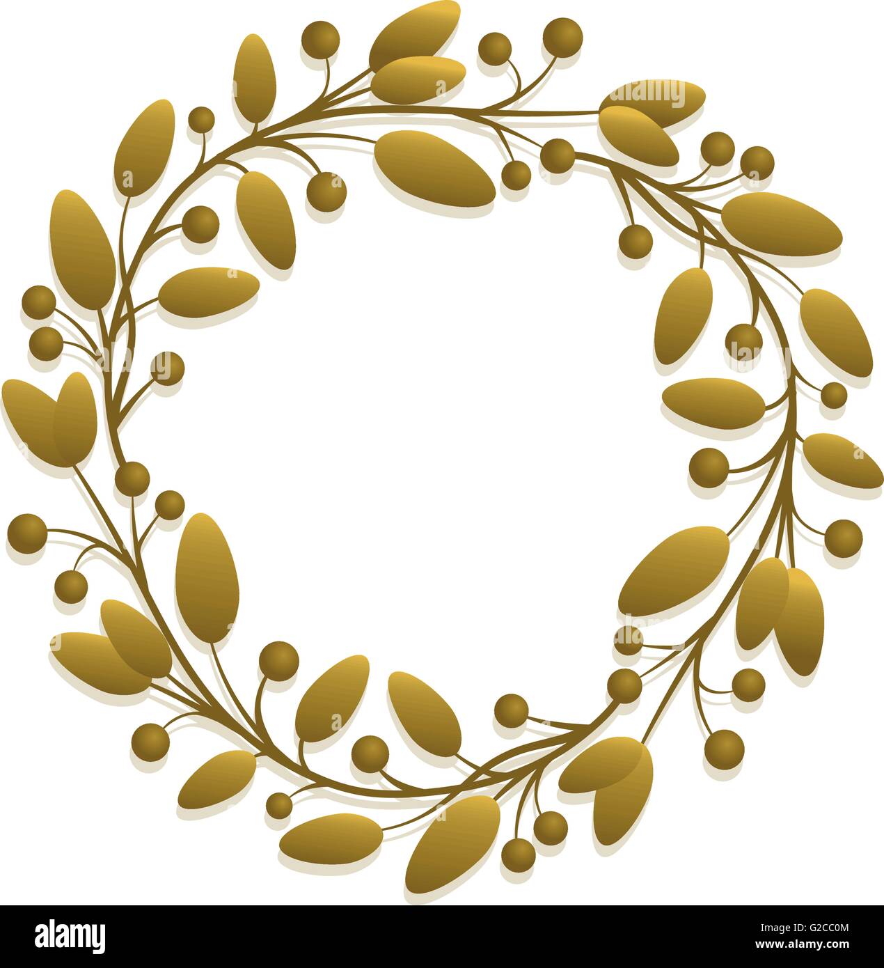 Vettore rotondo semplice oro cornice floreale design. Illustrazione Vettoriale