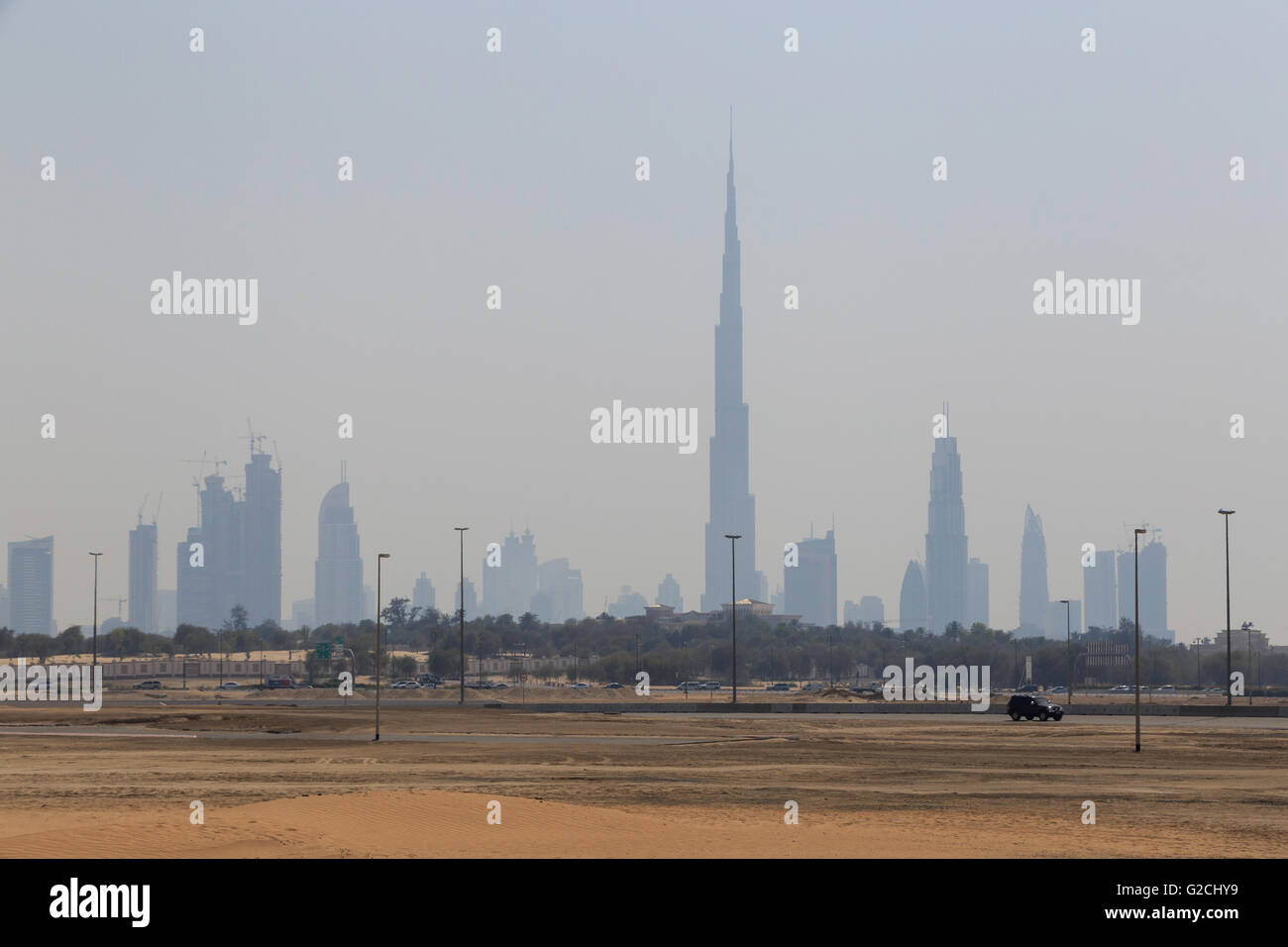 Vista su Dubai dall'altro lato Foto Stock