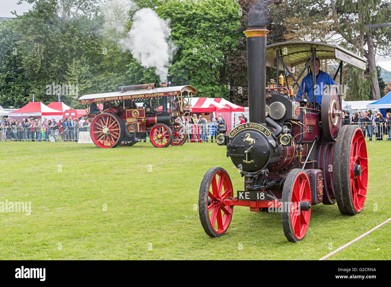 Motori a vapore al fair, Abergavenny, Wales, Regno Unito Foto Stock
