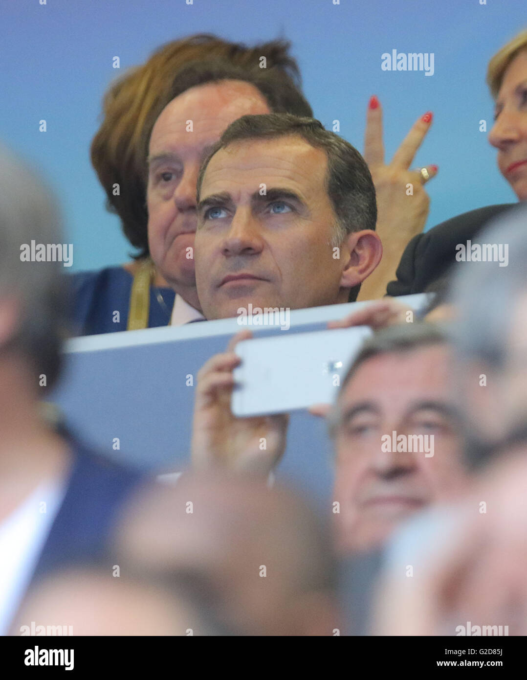 Milano, Italia. 28 Maggio, 2016. Milano, Italia. 28 Maggio, 2016. Felipe VI. König von Spanien REAL MADRID - atletico madrid Fussball UEFA Champions League, finale, Milano, Italia, Giugno 28th, 2016 CL Saison 2015/2016 Credito: Peter Schatz/Alamy Live News Foto Stock