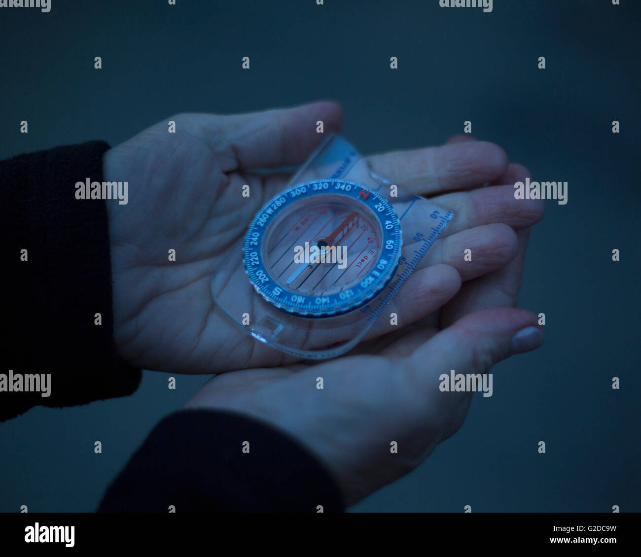 Mani North-Pointing Compass Foto Stock