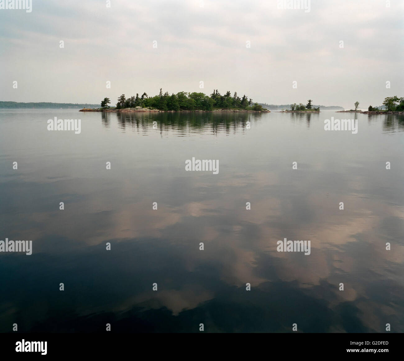 Huckleberry isola sul fiume San Lorenzo, Ontario, Canada Foto Stock