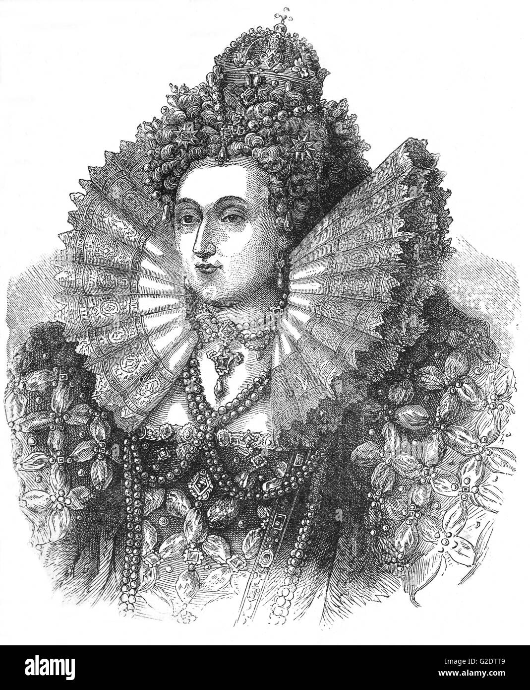 Elizabeth I (1533 - 1603) fu regina d Inghilterra e Irlanda dal 17 Novembre 1558 fino alla sua morte. A volte chiamato la Vergine Regina, Vincenzo o buona Regina Bess i figli Elisabetta era il quinto e ultimo sovrano della dinastia Tudor. Foto Stock