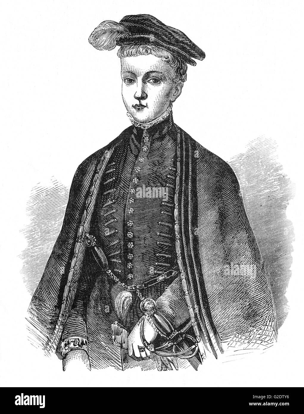 Henry Stuart (o Stewart), duca di Albany (1545 - 1567) aka Lord Darnley fino al 1565, sposò Maria Stuart, o Maria I e divenne re consorte di Scozia dal 1565 fino al suo assassinio a Kirk o' Campo nel 1567. Foto Stock