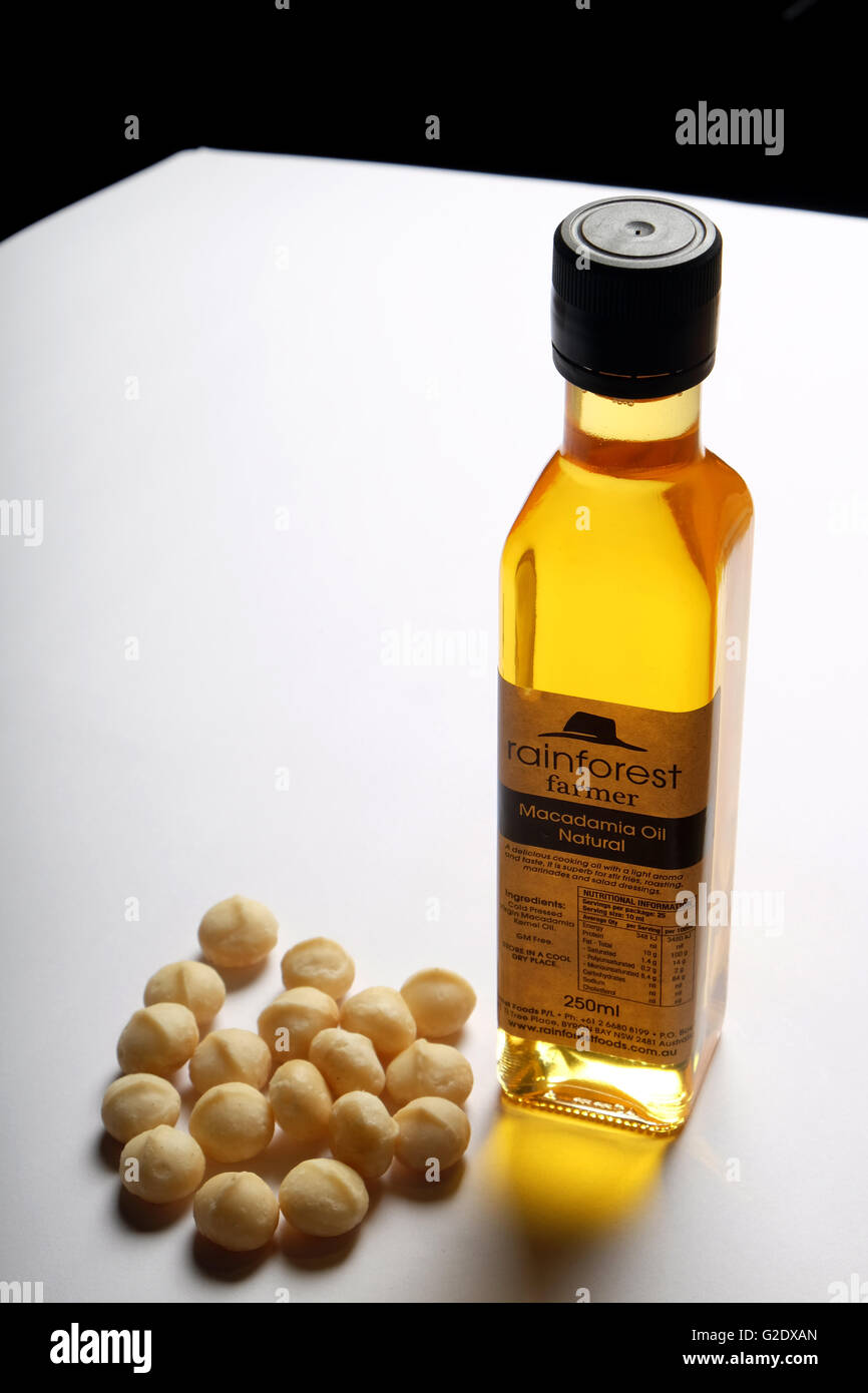 Noce Macadamia olio Foto Stock