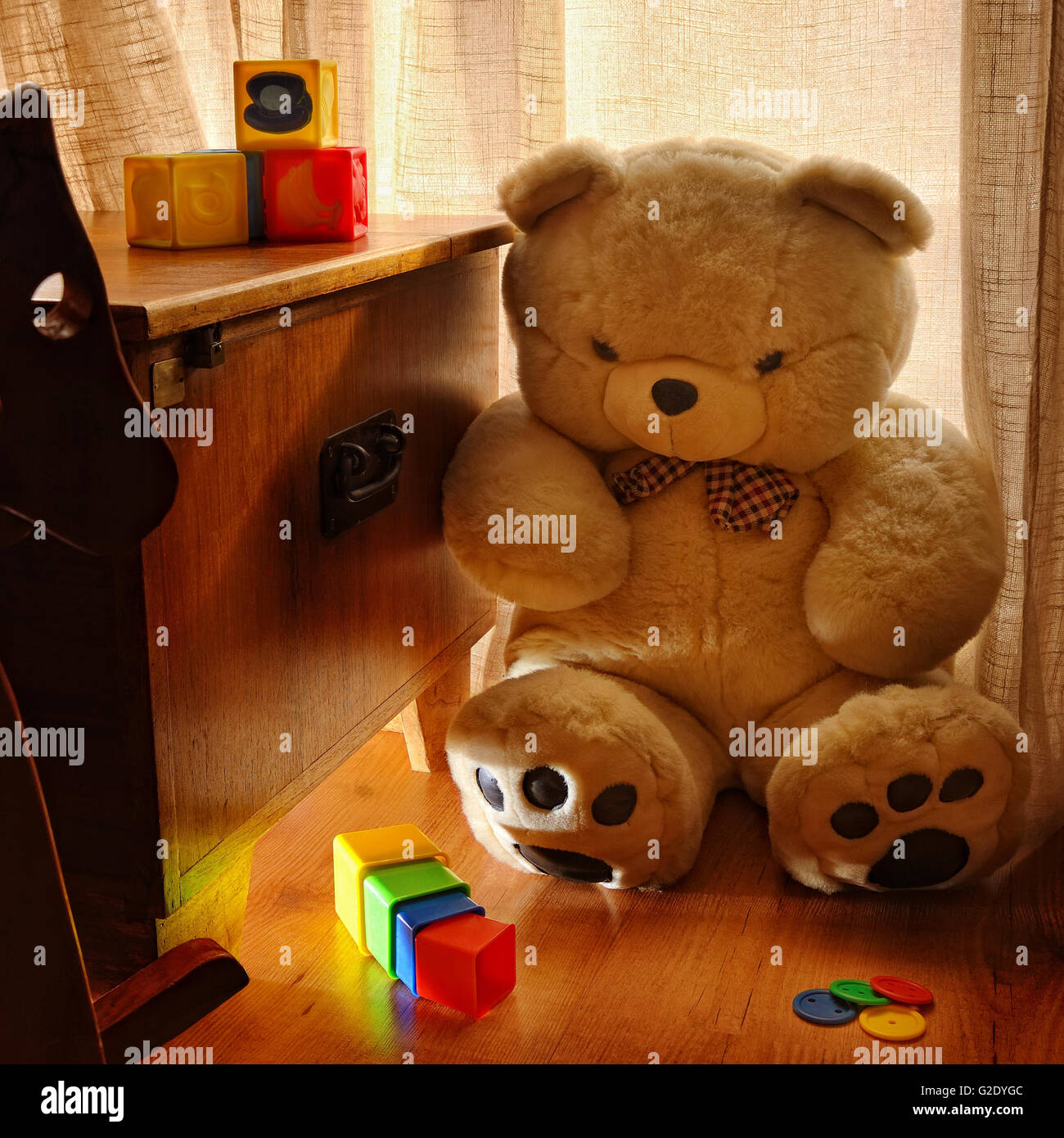 Camera per bambini con Teddy e giochi vari Foto Stock