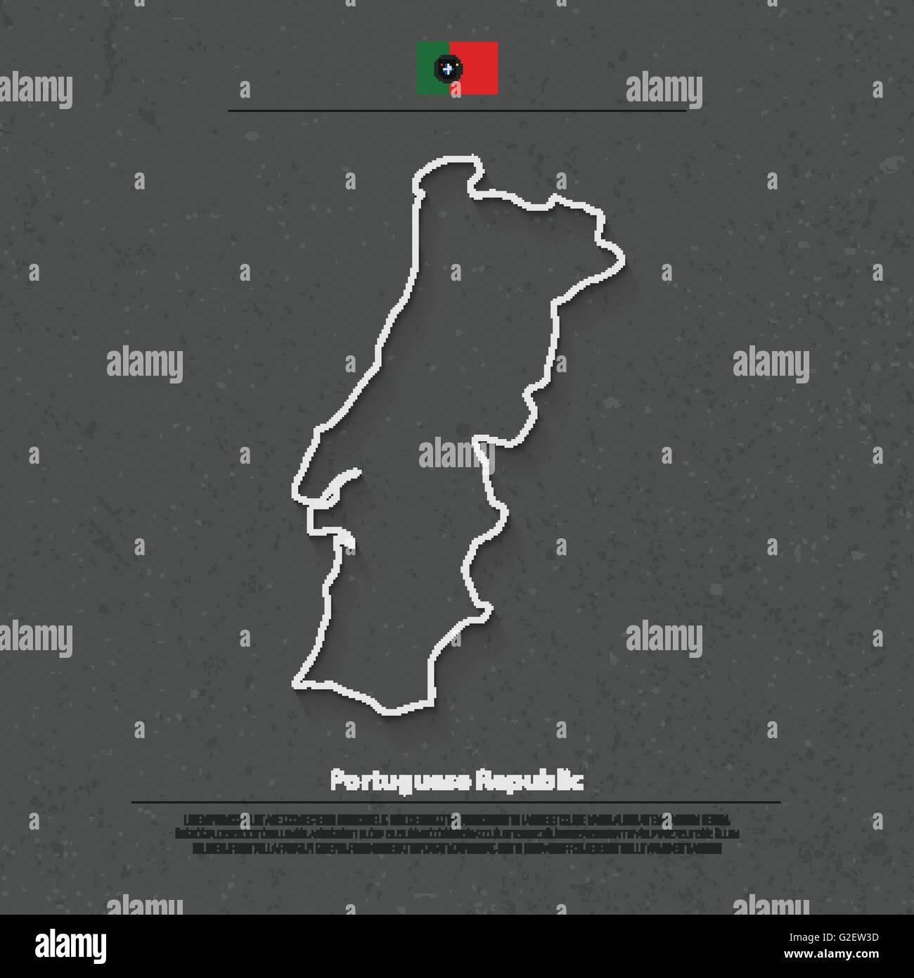 Repubblica portoghese mappa isolato e bandiera ufficiale icona. vettore politico Portogallo mappa 3d'illustrazione. Stato europeo travel ba Illustrazione Vettoriale