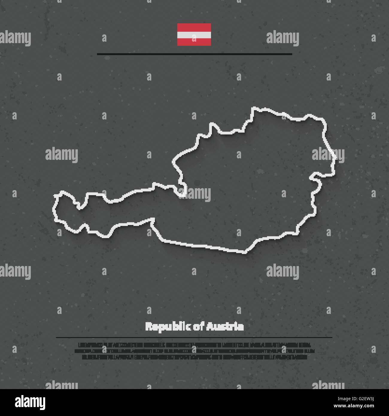Repubblica di Austria mappa isolato e bandiera ufficiale icone. vettore politico austriaco mappa linea sottile illustrazione di contorno. Unione Illustrazione Vettoriale