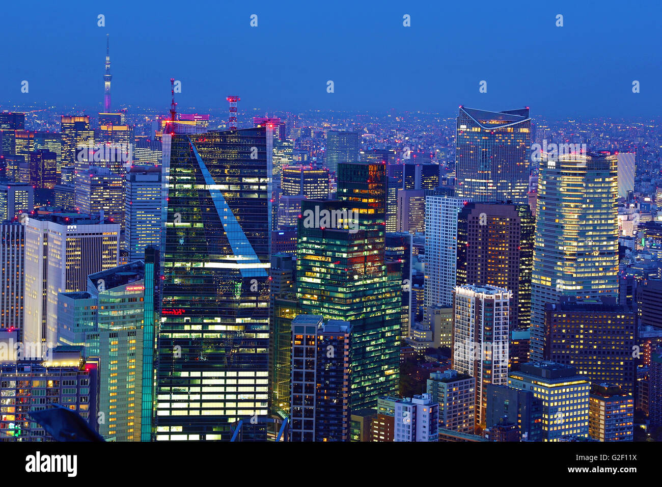 In generale lo skyline della città sera vista di Tokyo, Giappone Foto Stock