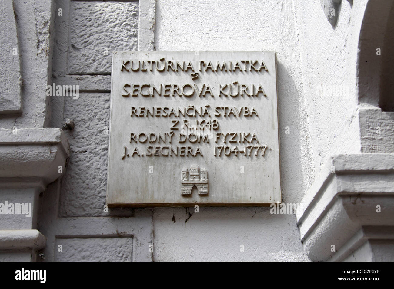 Dettaglio del Segnerova Kuria edificio sulla Michalska Street nella città vecchia di Bratislava Foto Stock