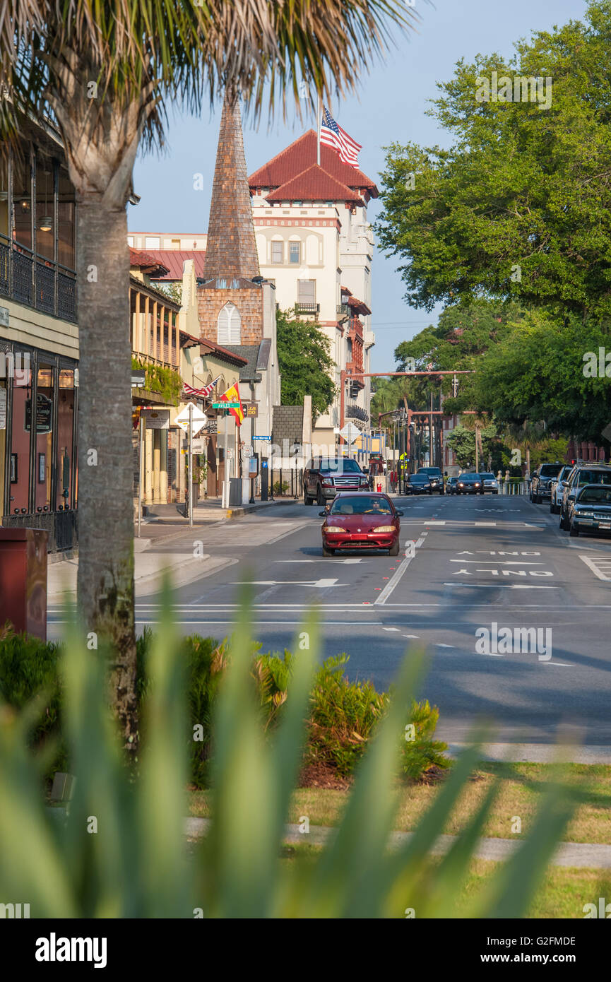 King Street nel centro di Sant'Agostino, Florida. (USA) Foto Stock