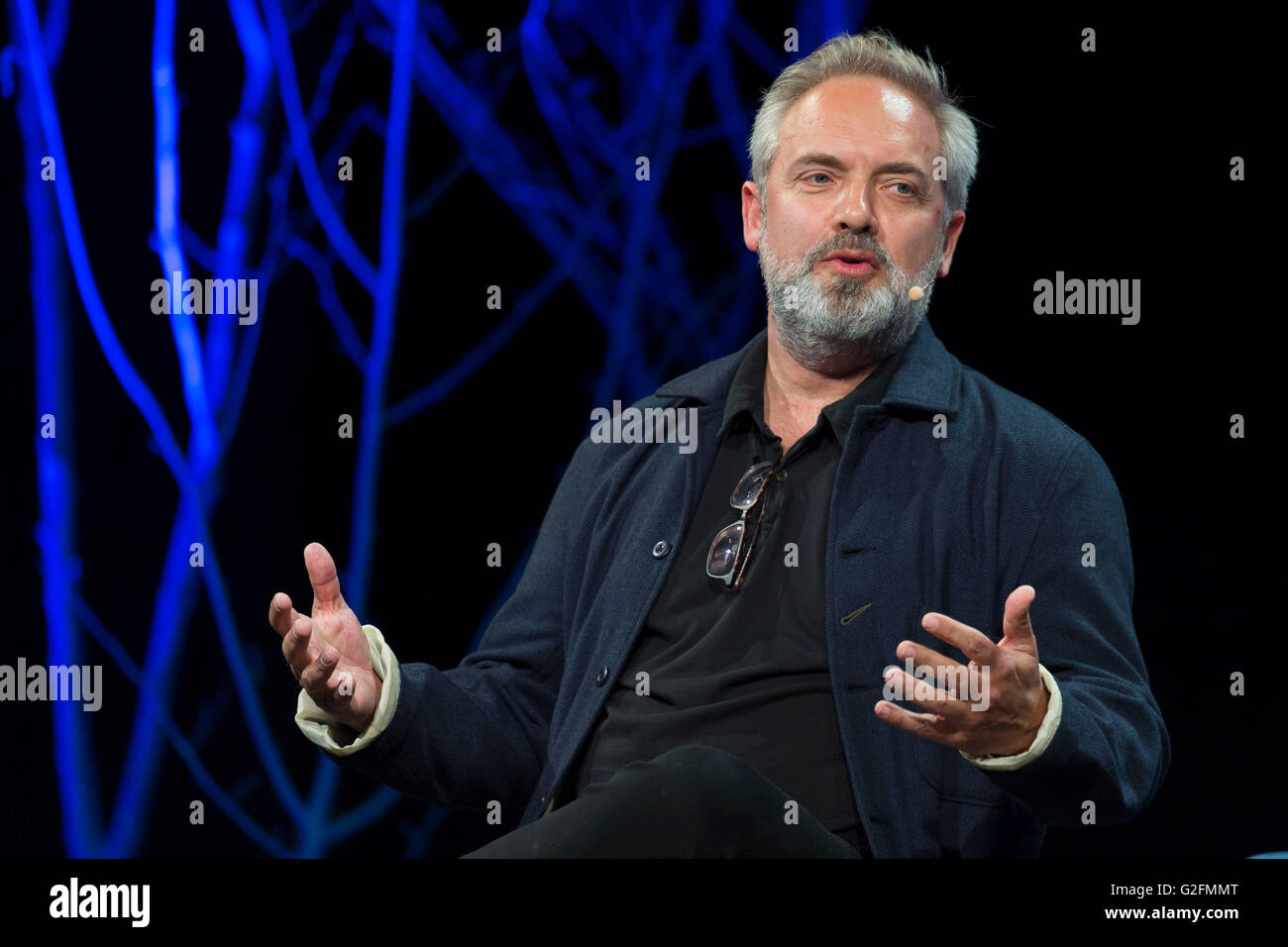 HAY-on-Wye, GALLES - 28 Maggio: Sam Mendes, direttore del film James Bond Skyfall e spettro e commedia-dramma film American Beauty, Foto Stock