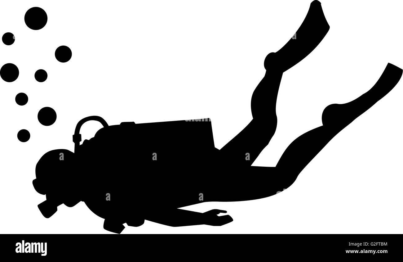 Scuba diving silhouette Foto Stock