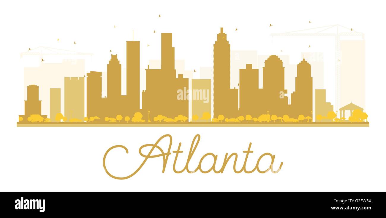 Atlanta skyline della città golden silhouette. Illustrazione Vettoriale. Piatto semplice concetto per il turismo presentazione, banner, cartellone Illustrazione Vettoriale