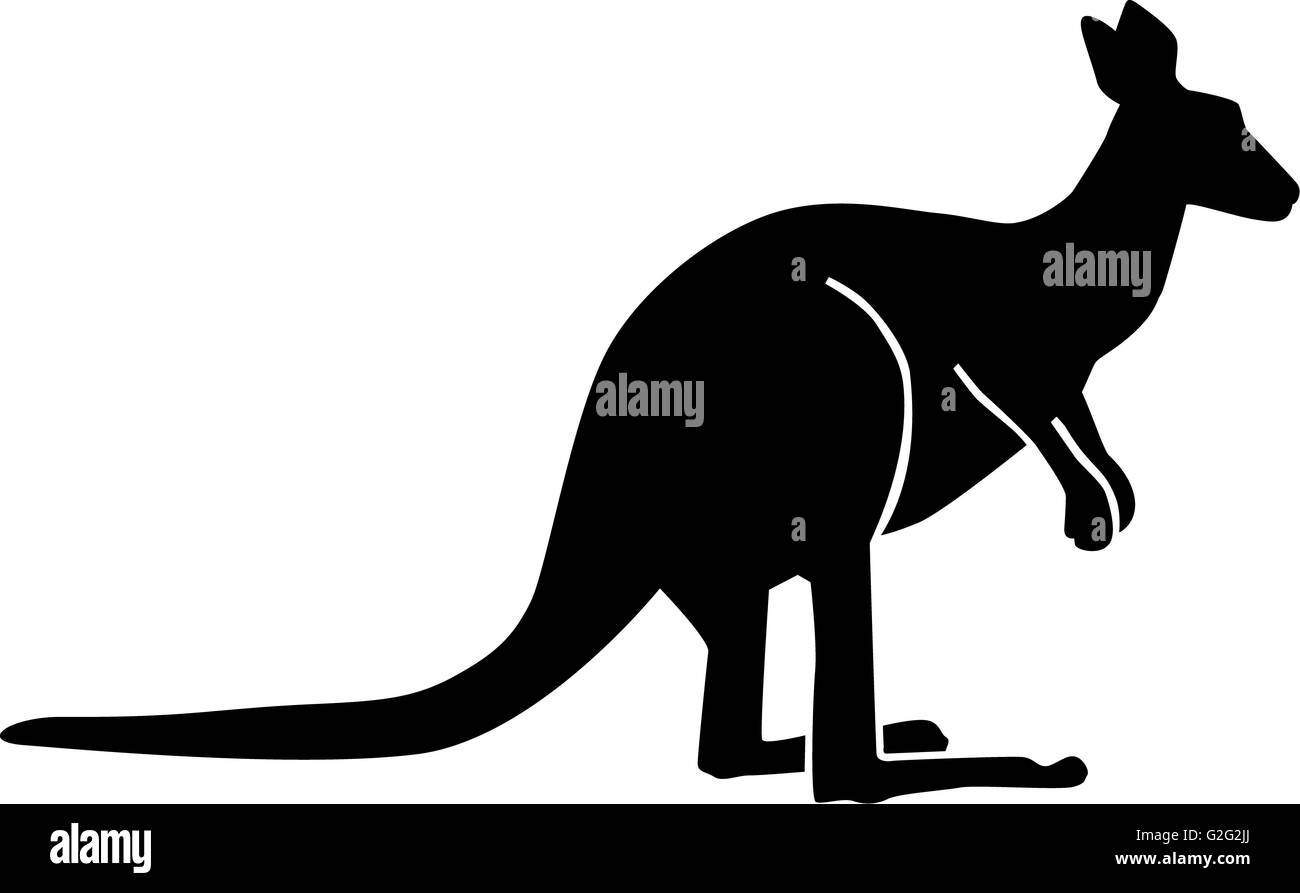 Silhouette di canguro seduta Foto Stock
