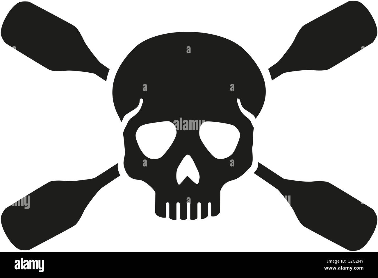 Attraversato il kayak pagaie dietro il cranio Foto Stock