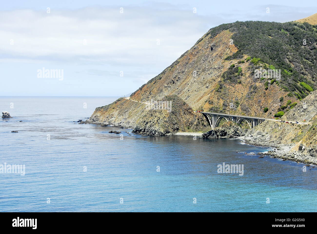 Il doppio ponte ad arco sul Big Sur costa a costa centrale della California lungo la California State Route 1 Foto Stock