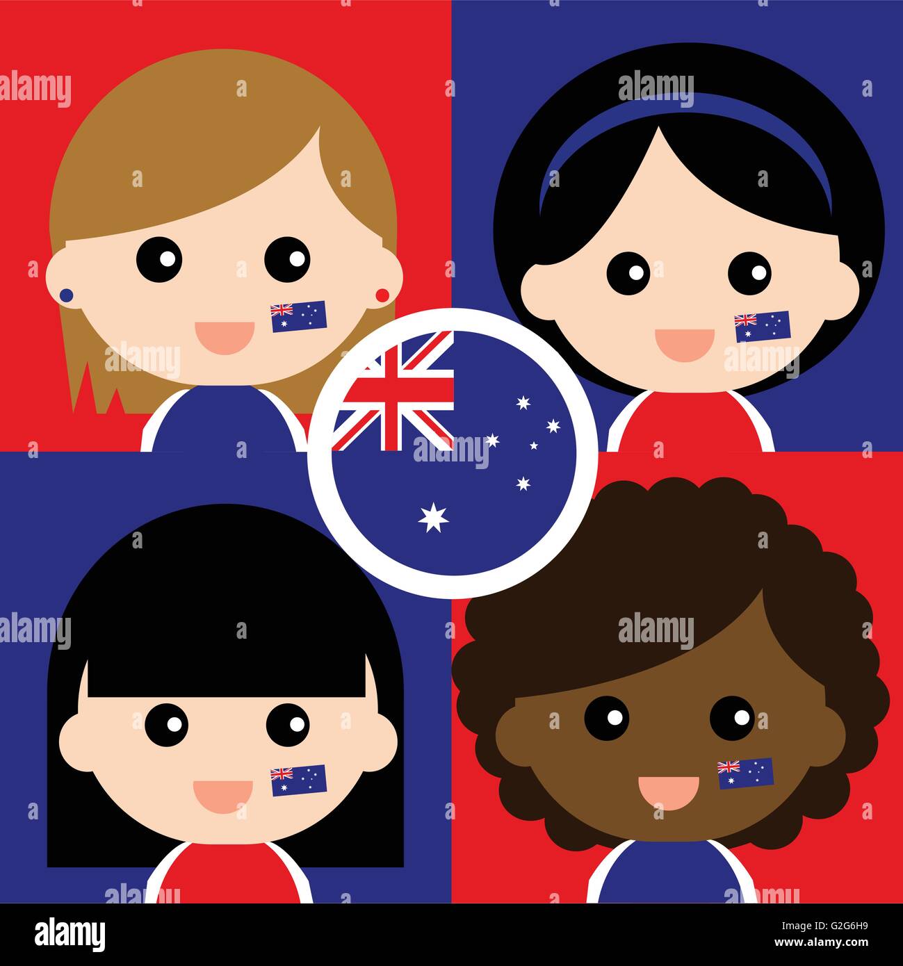 Gruppo di felice Australia sostenitori Illustrazione Vettoriale