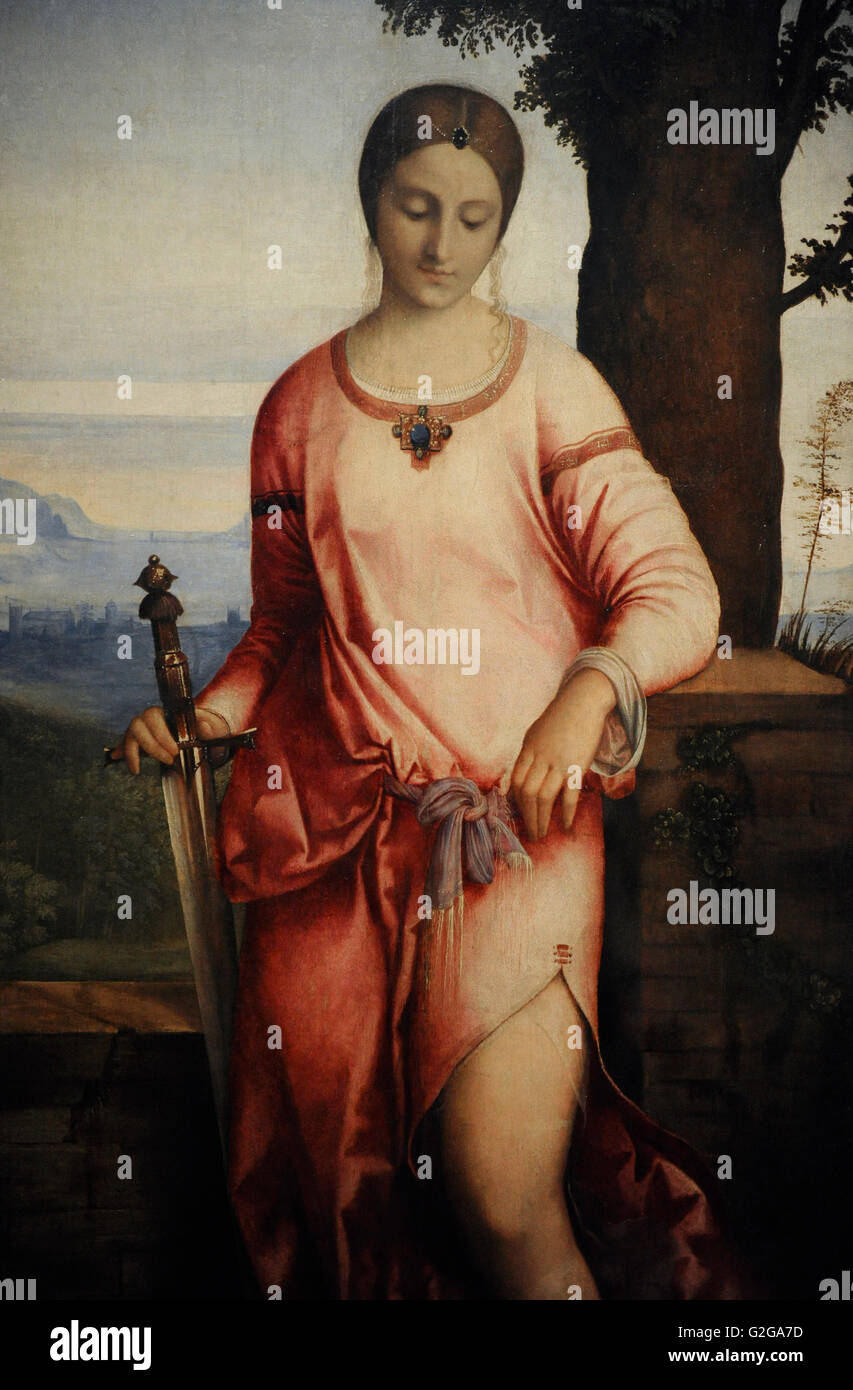 Giorgione (Giorgio Barbarelli da Castelfranco), (1478(?)-1510). Pittore italiano. Scuola veneziana. Judith, 1504. Dettaglio. Olio su tela. Lo stato Museo Hermitage. San Pietroburgo. La Russia. Foto Stock