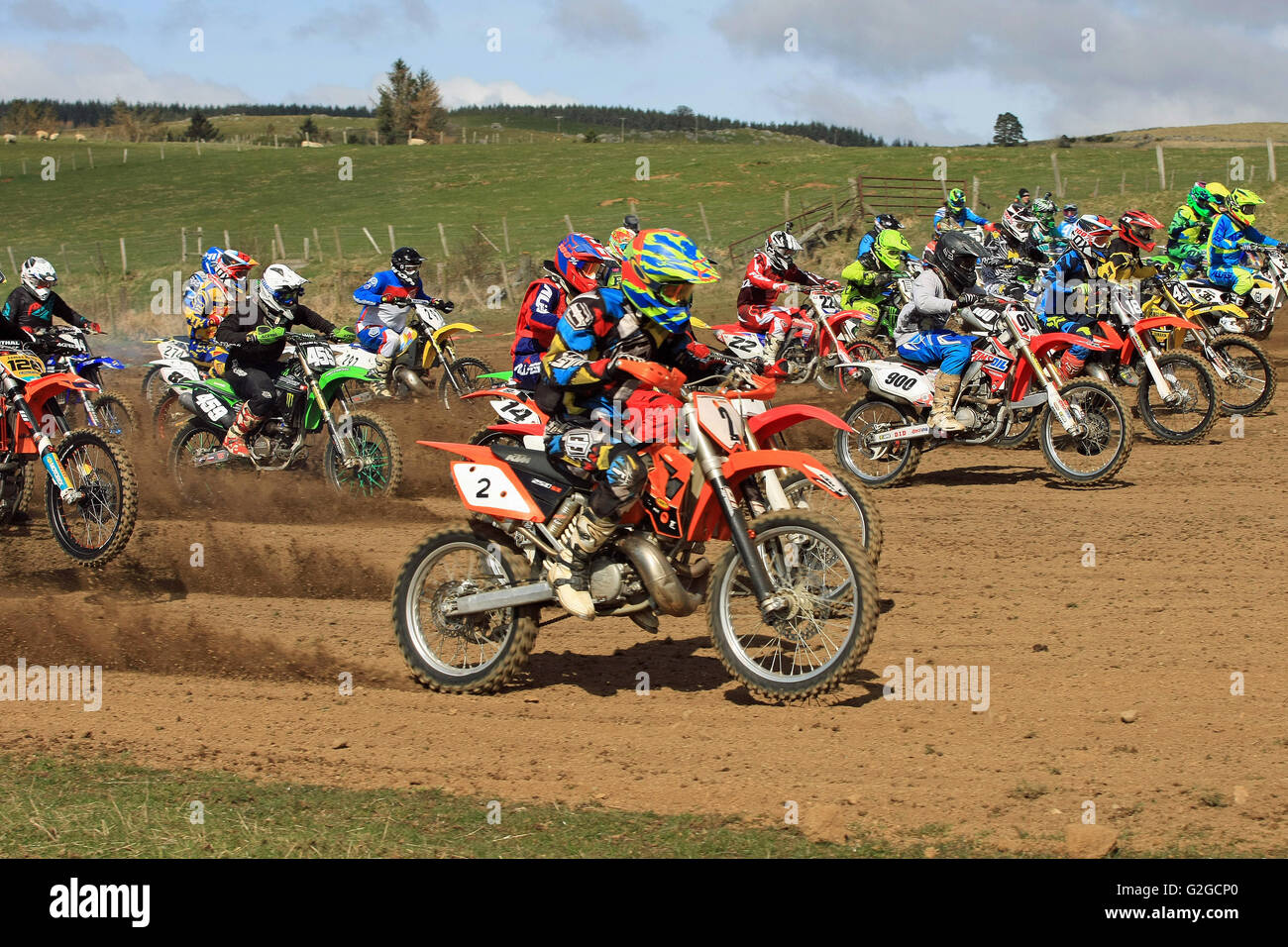 Gara di motocross a Rhynie pista di motocross, Rhynie Scozia. Foto Stock
