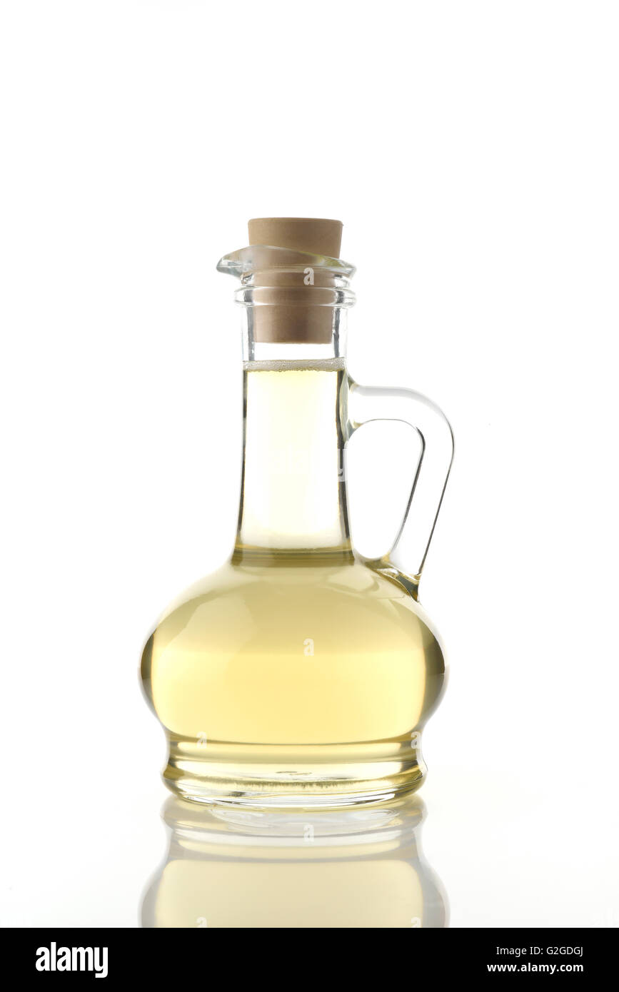 Olio di cocco su sfondo bianco Foto Stock