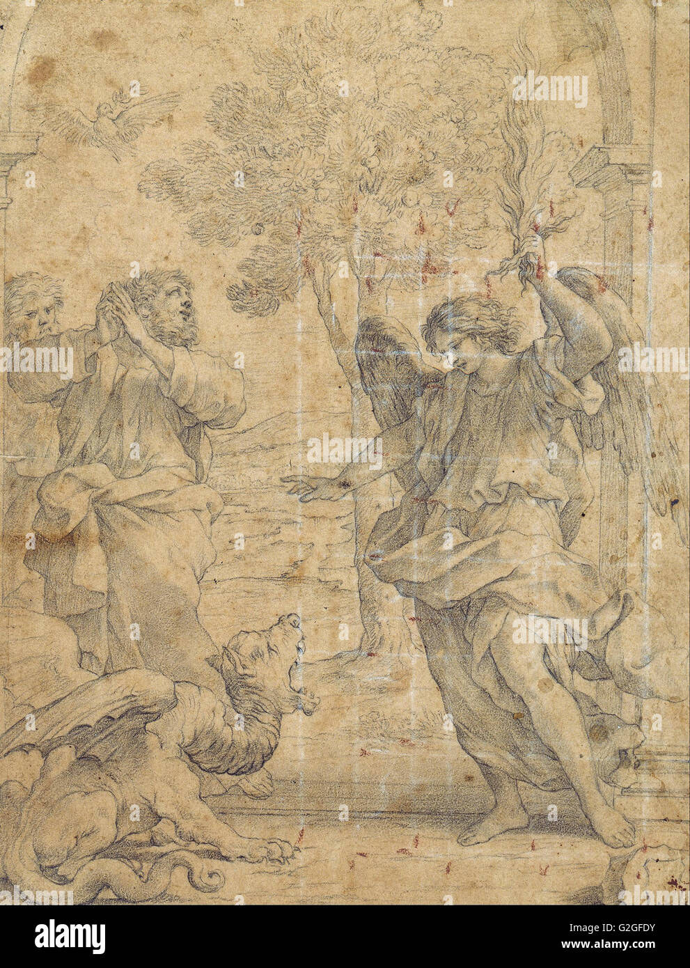 Giovanni Francesco Romanelli - Arcangelo Uriel e il Drago - Museo Kunstpalast, Düsseldorf Foto Stock