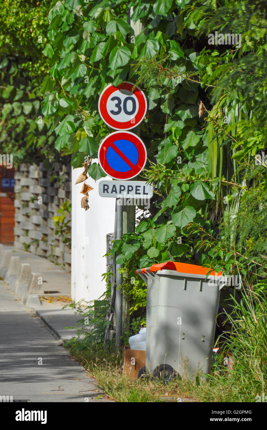 Segno di traffico in st barth's Foto Stock