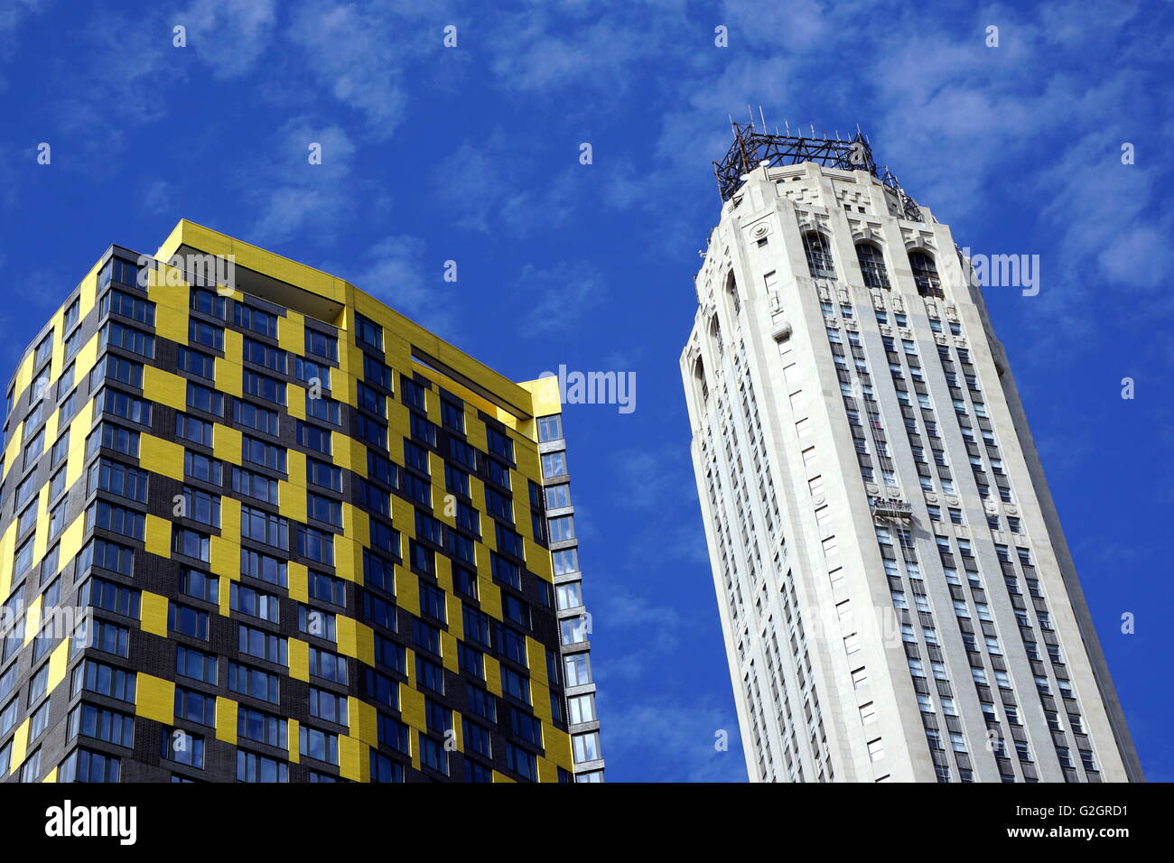 Dettagli architettonici del 15 William Street Apartment Building (William Beaver Casa) New York City, NY, STATI UNITI D'AMERICA Foto Stock