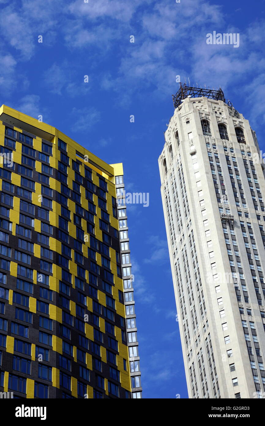 Dettagli architettonici del 15 William Street Apartment Building (William Beaver Casa) New York City, NY, STATI UNITI D'AMERICA Foto Stock