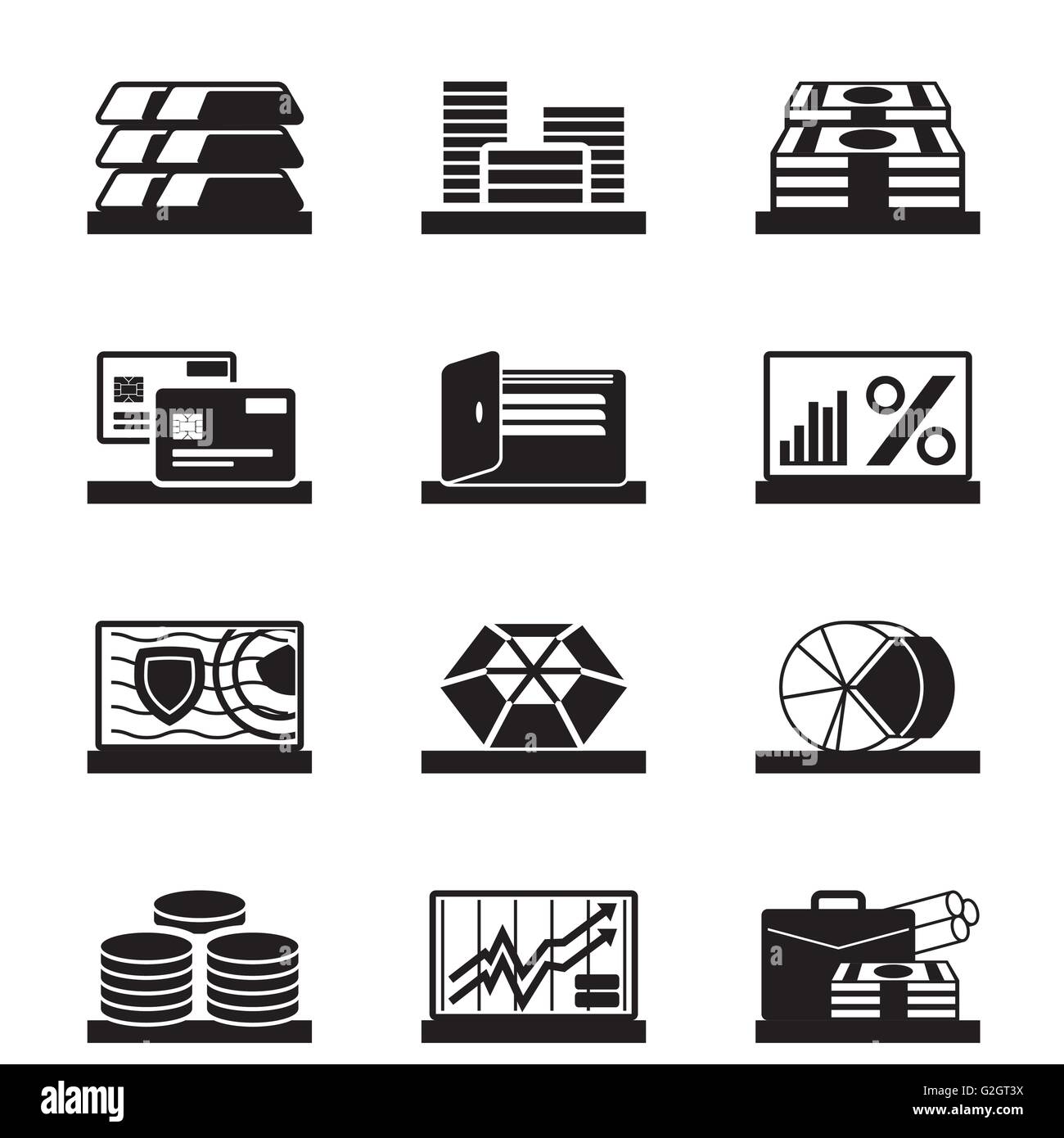 Attività finanziarie, i valori e le operazioni - illustrazione vettoriale Illustrazione Vettoriale