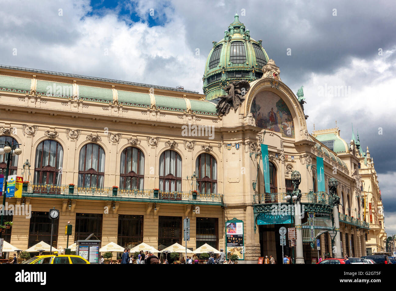 Casa Municipale di Praga edificio Art Nouveau Obecni dum Repubblica Ceca Foto Stock