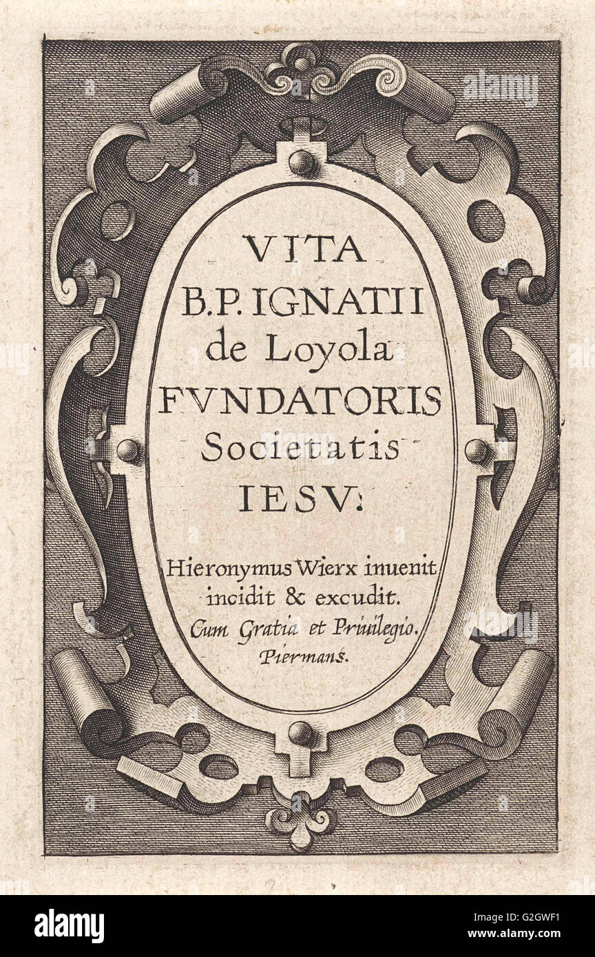 Cartiglio con titolo, Hieronymus WIERIX, 1611 - 1615 Foto Stock