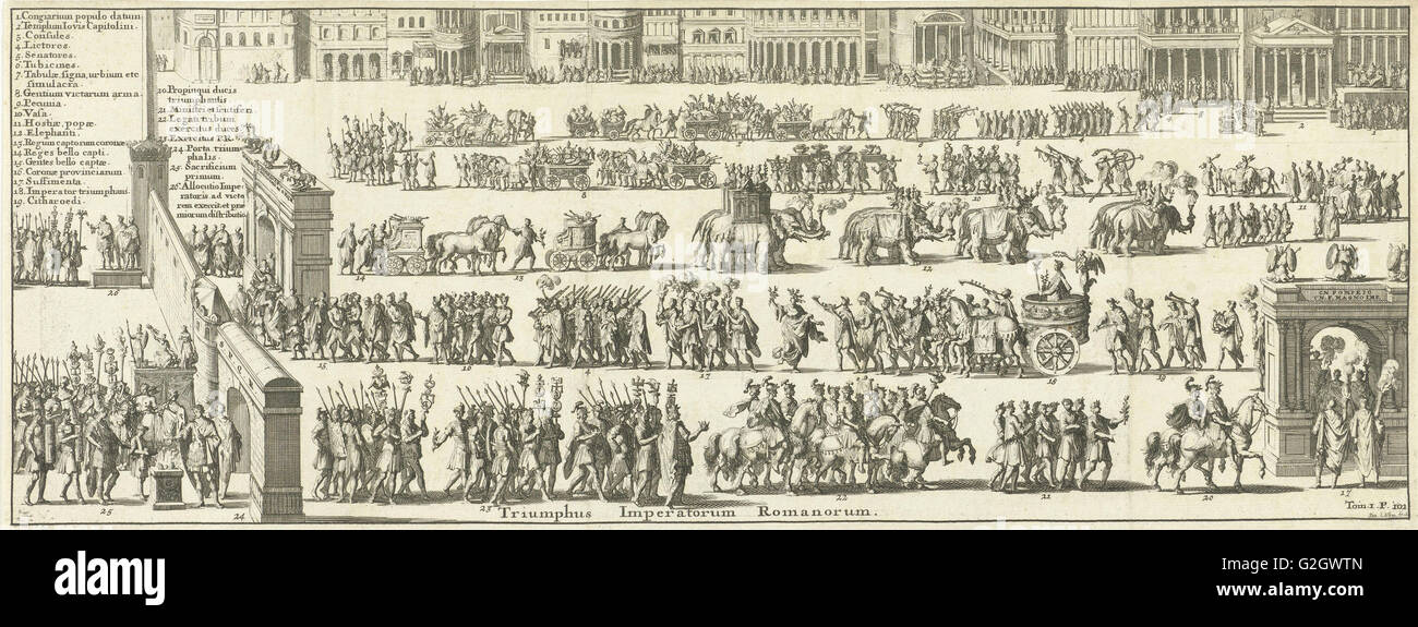 Processione trionfale su un quadrato, Jan Luyken, François Halma, 1690 Foto Stock
