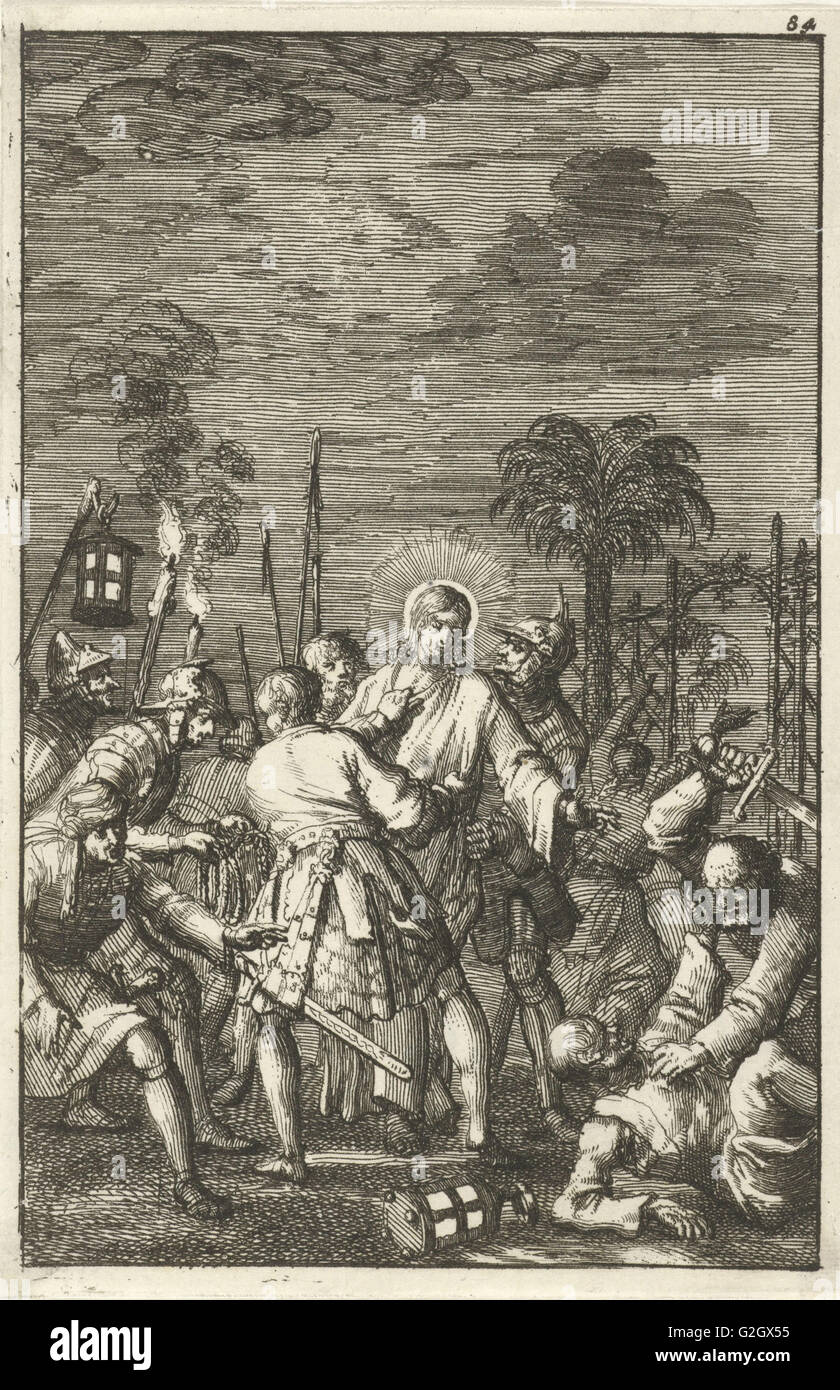 Cristo arrestato nel giardino del Getsemani, Jan Luyken, Aart Dircksz Oossaan, 1684 Foto Stock